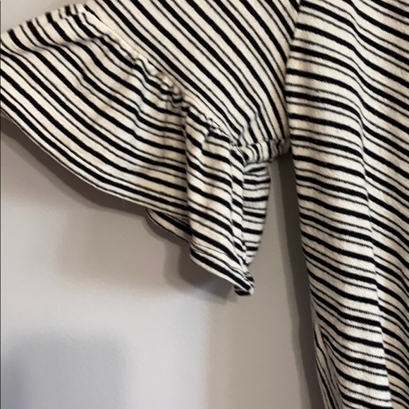Striped Flounce Tie Front Blouse - Picture 3 of 4